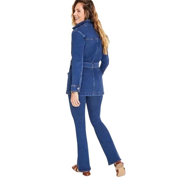 On 34th Women's Belted Denim Wrap Jacket Long Length Fall Winter Medium Wash XS - Picture 8 of 16